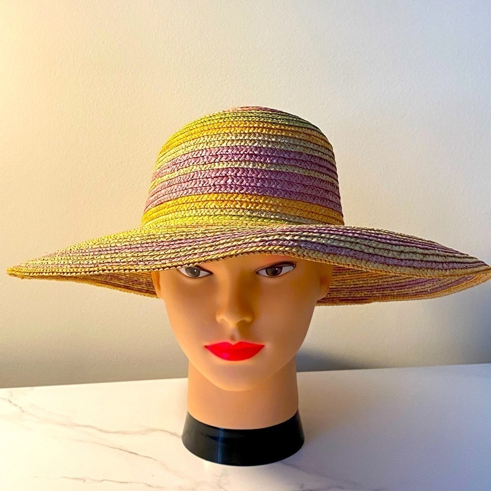 Straw Brim hat Pastel Stripes